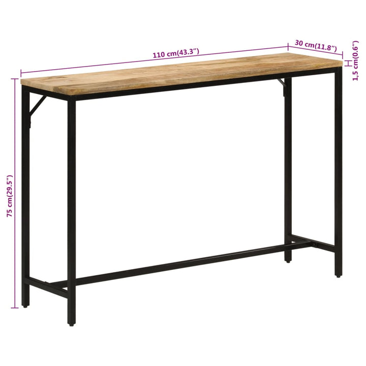 Avlastningsbord 110X30X75 Cm Massivt Grovt Mangoträ Och Järn