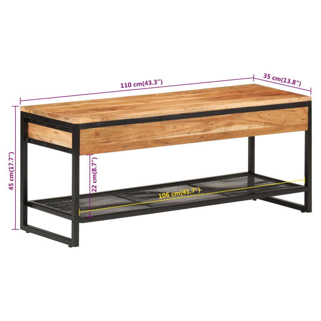 Skobänk 110X35X45 Cm Massivt Akaciaträ Och Järn