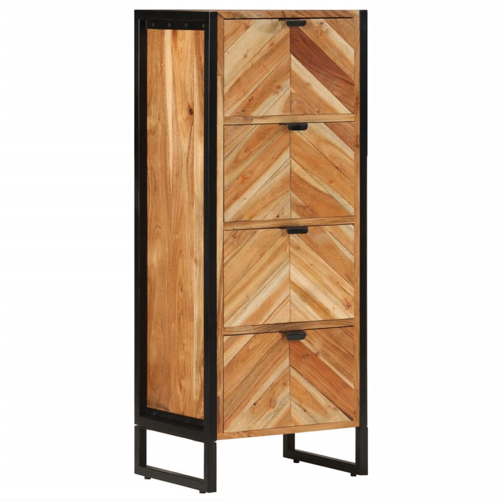 Badrumsskåp 40X30X100 Cm Massivt Akaciaträ Och Järn