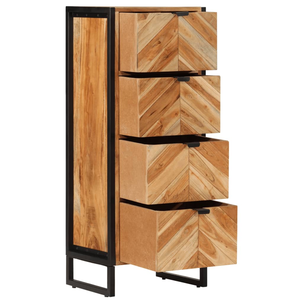 Badrumsskåp 40X30X100 Cm Massivt Akaciaträ Och Järn