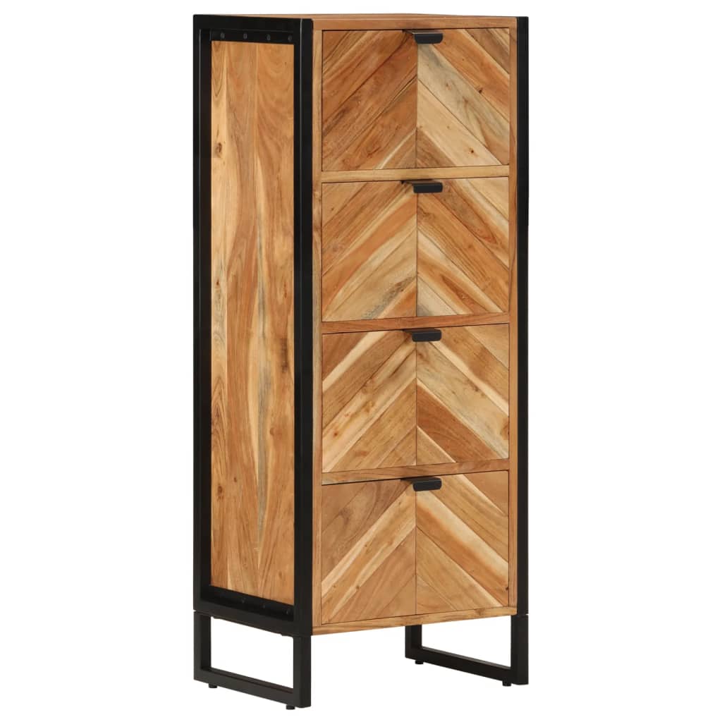 Badrumsskåp 40X30X100 Cm Massivt Akaciaträ Och Järn
