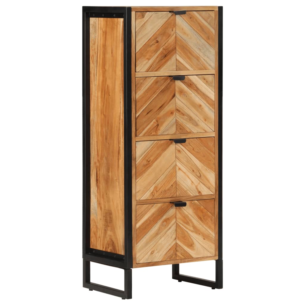 Badrumsskåp 40X30X100 Cm Massivt Akaciaträ Och Järn