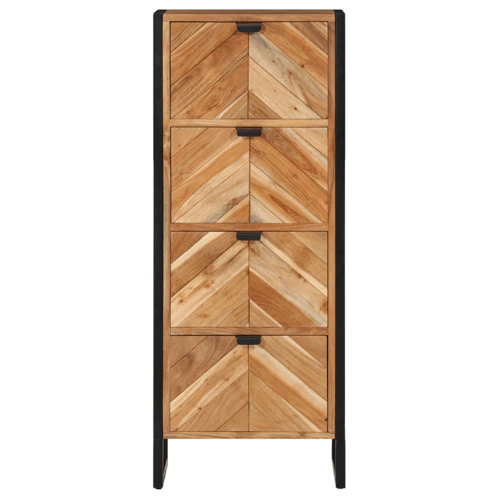 Badrumsskåp 40X30X100 Cm Massivt Akaciaträ Och Järn