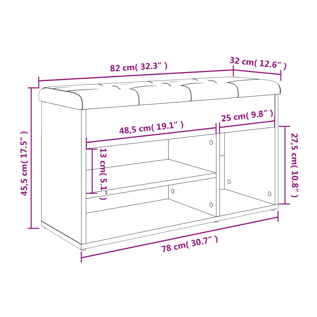 Skobänk Sonoma-Ek 82X32X45,5 Cm Konstruerat Trä