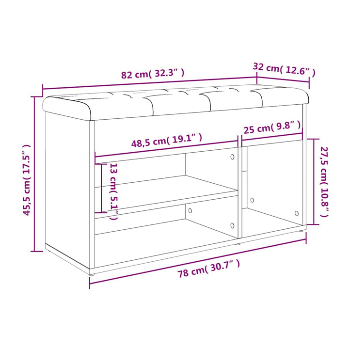 Skobänk 82X32X45,5 Cm Konstruerat Trä