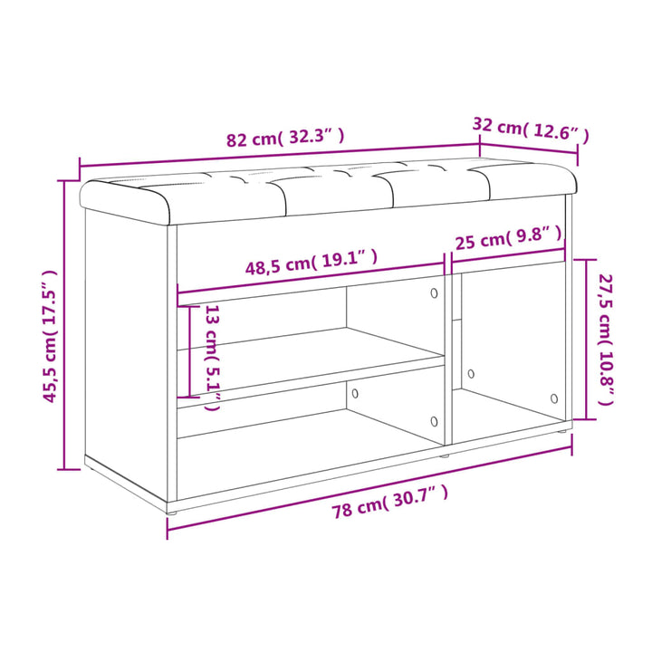 Skobänk 82X32X45,5 Cm Konstruerat Trä