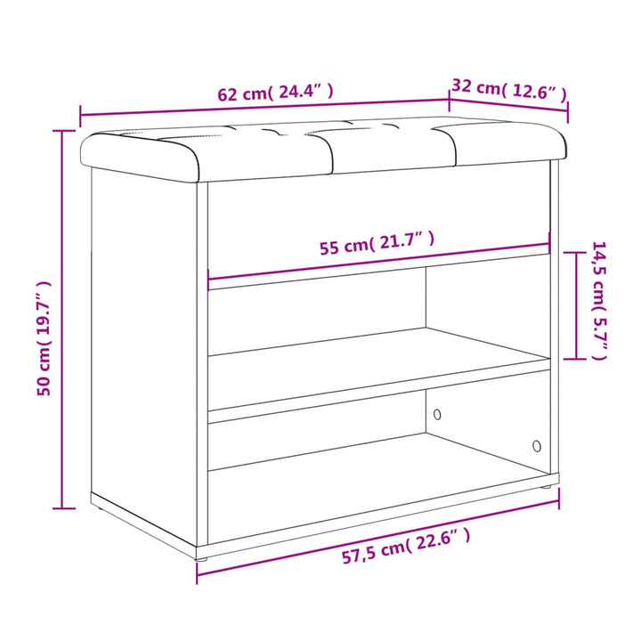 Skobänk 62X32X50 Cm Konstruerat Trä