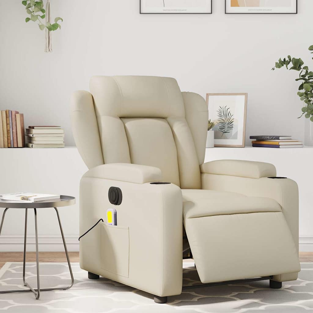 Reclinerfåtölj Gräddvit Konstläder