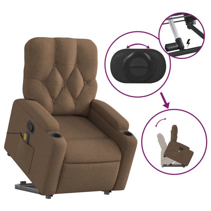 Massagefåtölj Med Uppresningshjälp Tyg