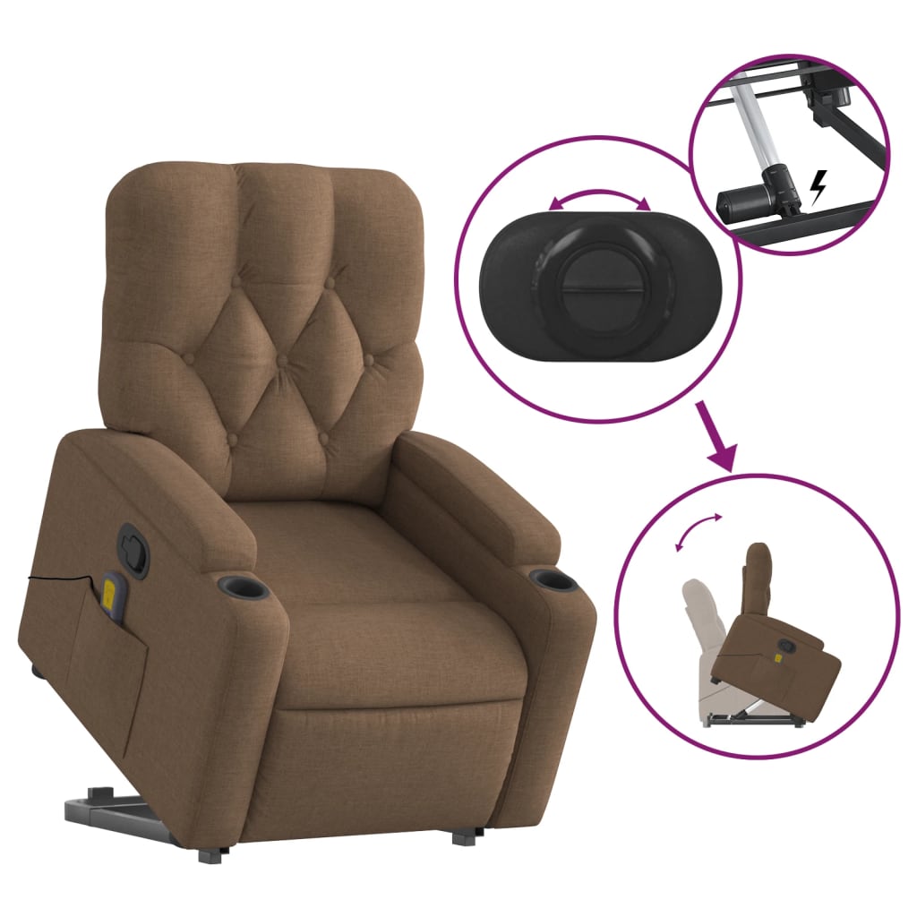 Massagefåtölj Med Uppresningshjälp Tyg