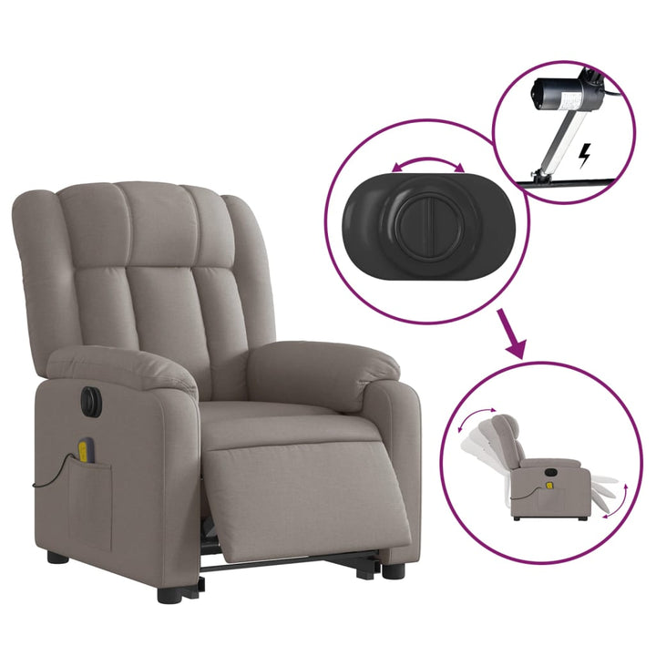 Elektrisk Massagefåtölj Med Uppresningshjälp Tyg