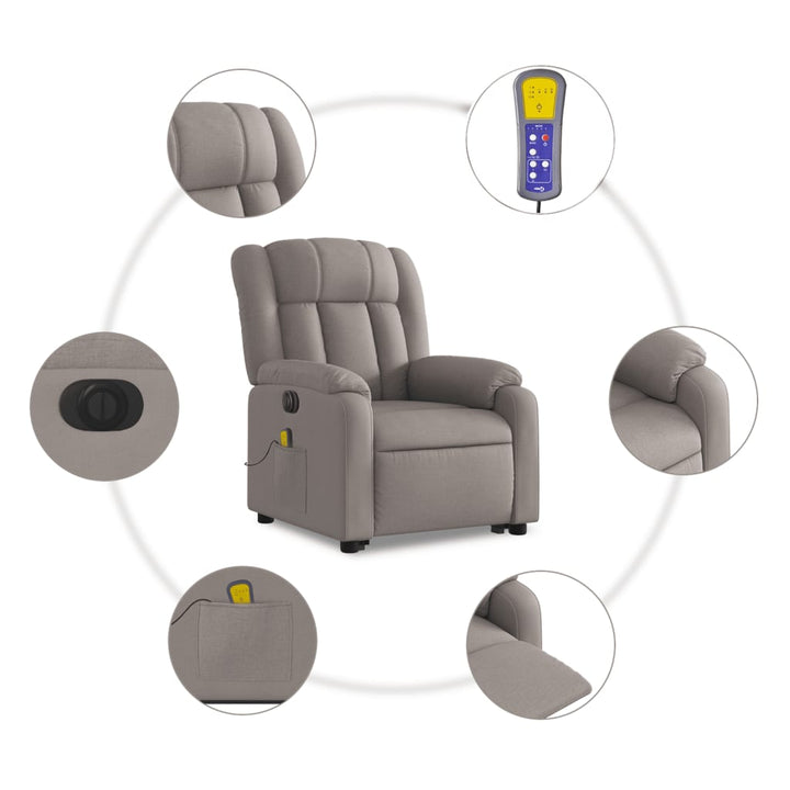 Elektrisk Massagefåtölj Med Uppresningshjälp Tyg
