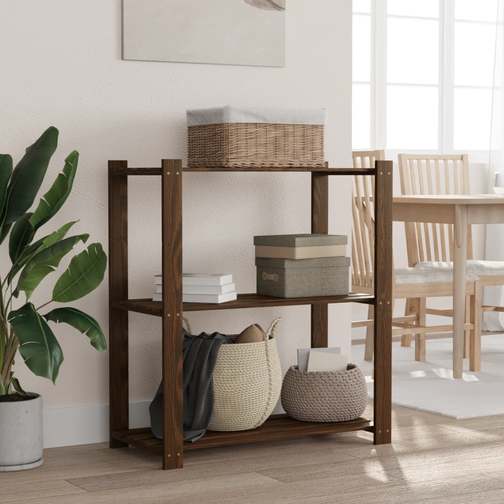 Förvaringshylla 3 Hyllplan 80X38X90 Massiv Furu