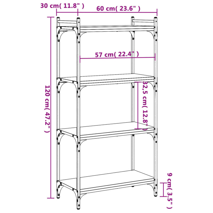Bokhylla 4 Hyllplan 60X30X Konstruerat Trä