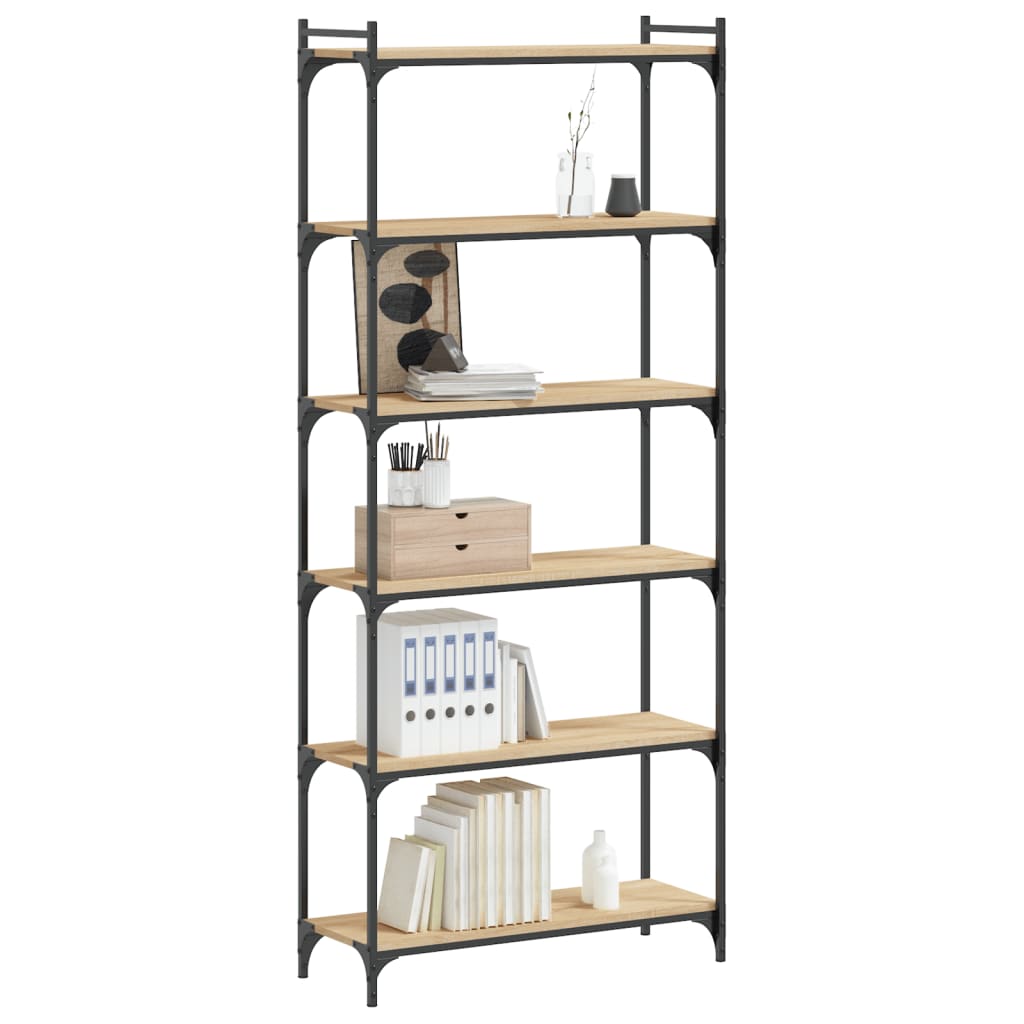 Bokhylla 6 Hyllplan Sonoma-Ek 80X30X Konstruerat Trä