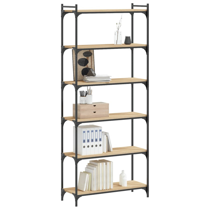 Bokhylla 6 Hyllplan Sonoma-Ek 80X30X Konstruerat Trä