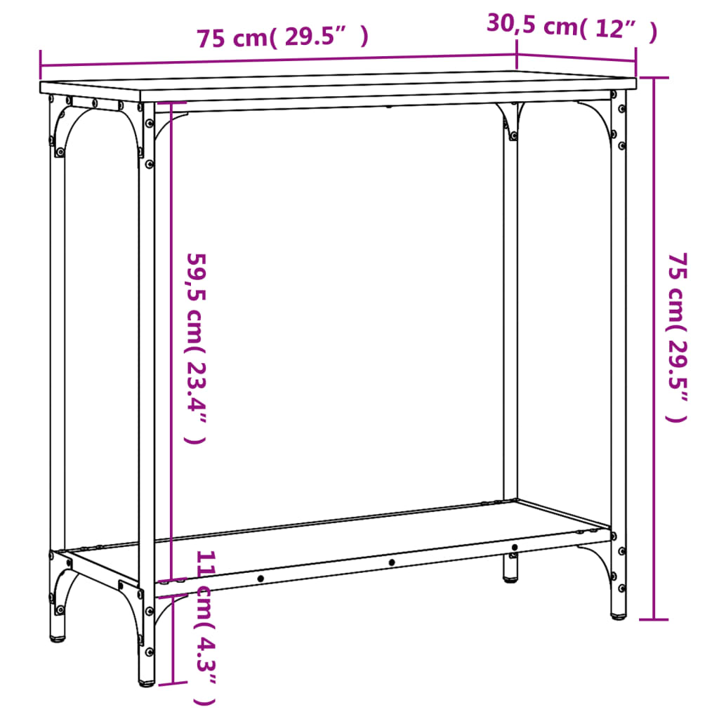Konsolbord 75X30,5X Konstruerat Trä