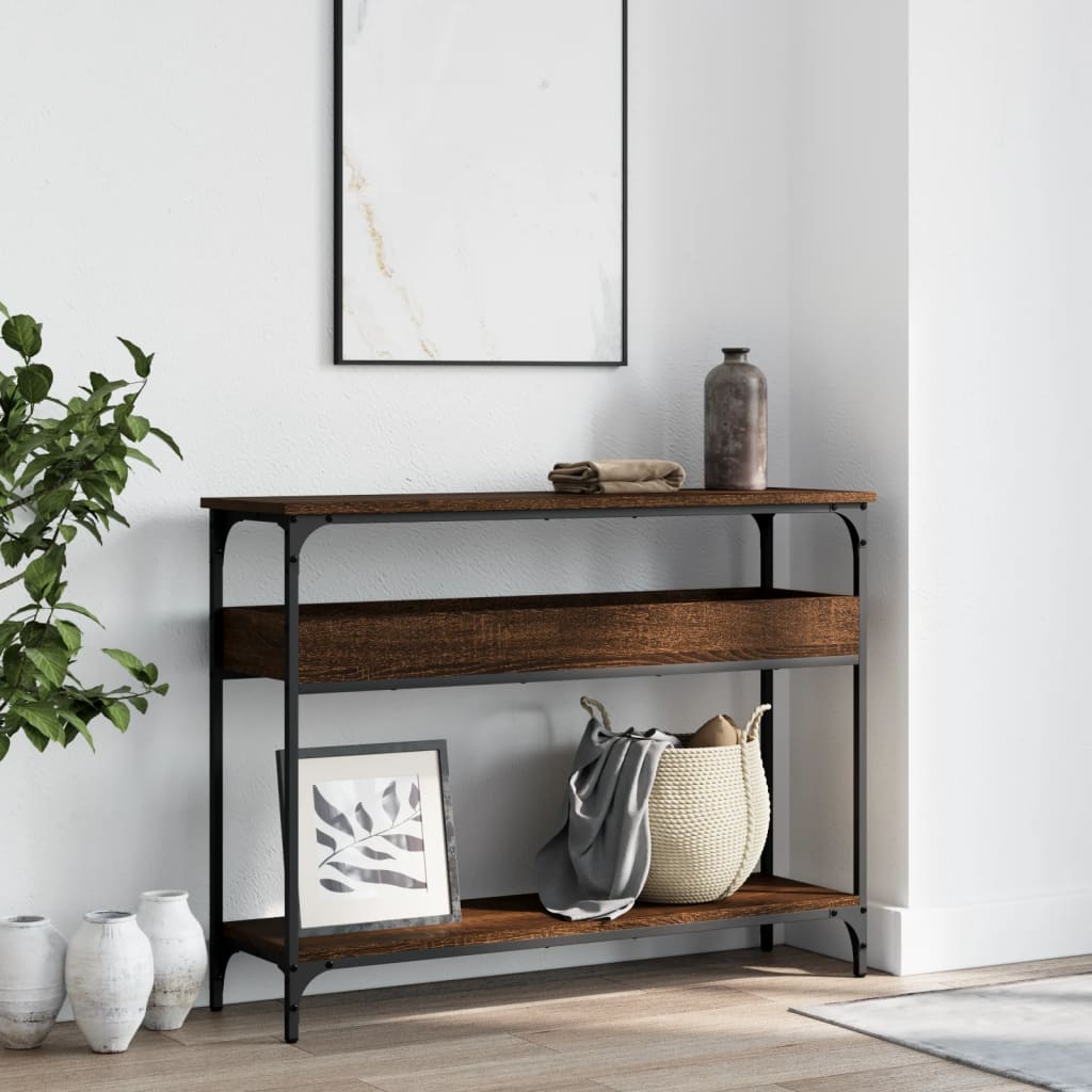 Avlastningsbord Med Hylla 100X29X75 Cm Konstruerat Trä