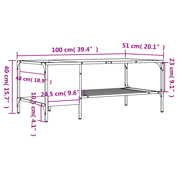 Soffbord Med Hylla 100X51X40 Cm Konstruerat Trä