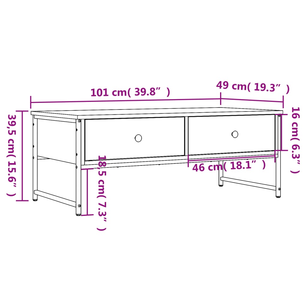Soffbord 101X49X39,5 Cm Konstruerat Trä
