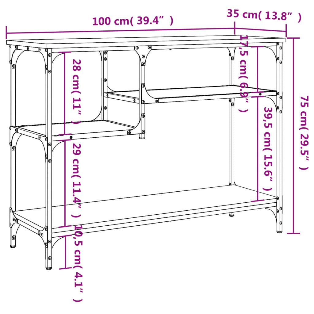 Konsolbord Med Hyllor 100X35X75 Cm