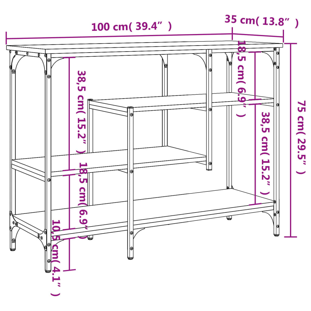 Konsolbord Med Hyllor 100X35X75 Cm