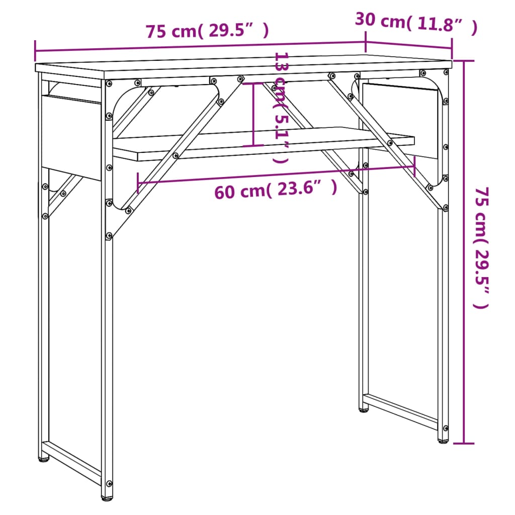 Avlastningsbord Med Hylla 75X30X75Cm Konstruerat Trä