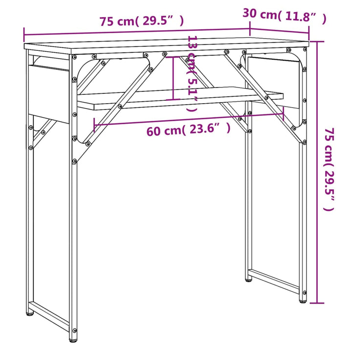 Avlastningsbord Med Hylla 75X30X75Cm Konstruerat Trä