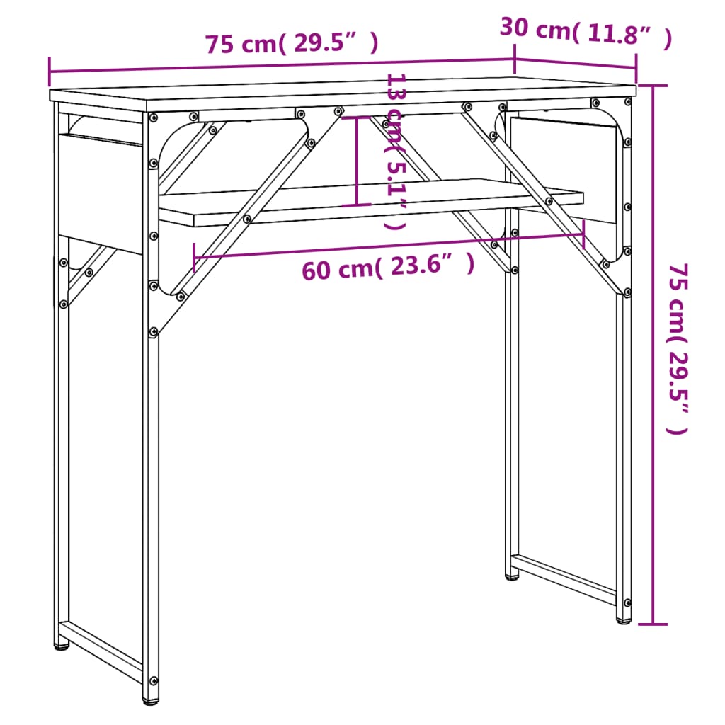 Avlastningsbord Med Hylla 75X30X Konstruerat Trä