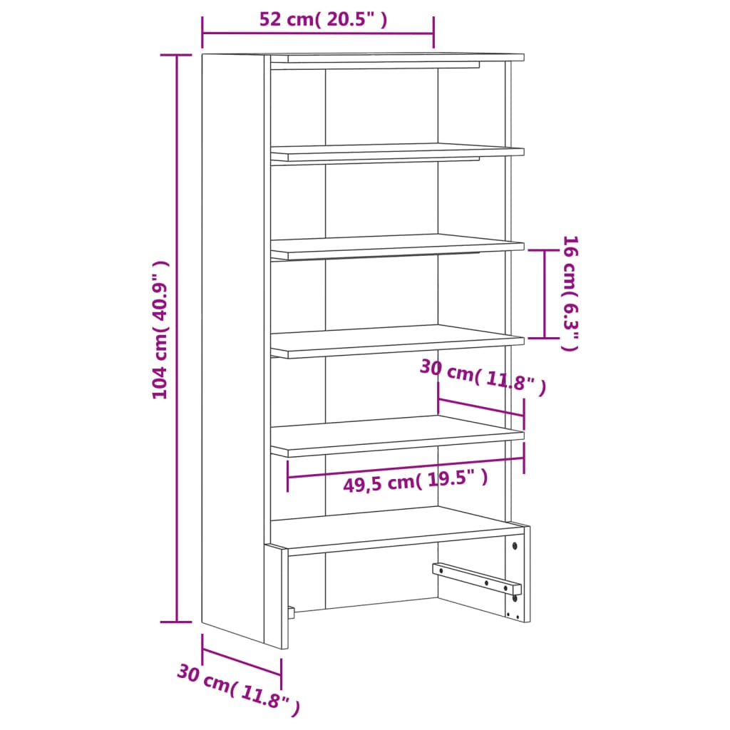Skohylla Vaxad 52X30X104 Cm Massiv Furu