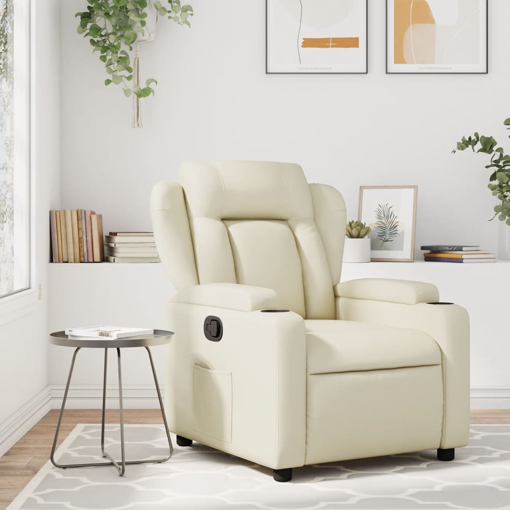 Reclinerfåtölj Gräddvit Konstläder