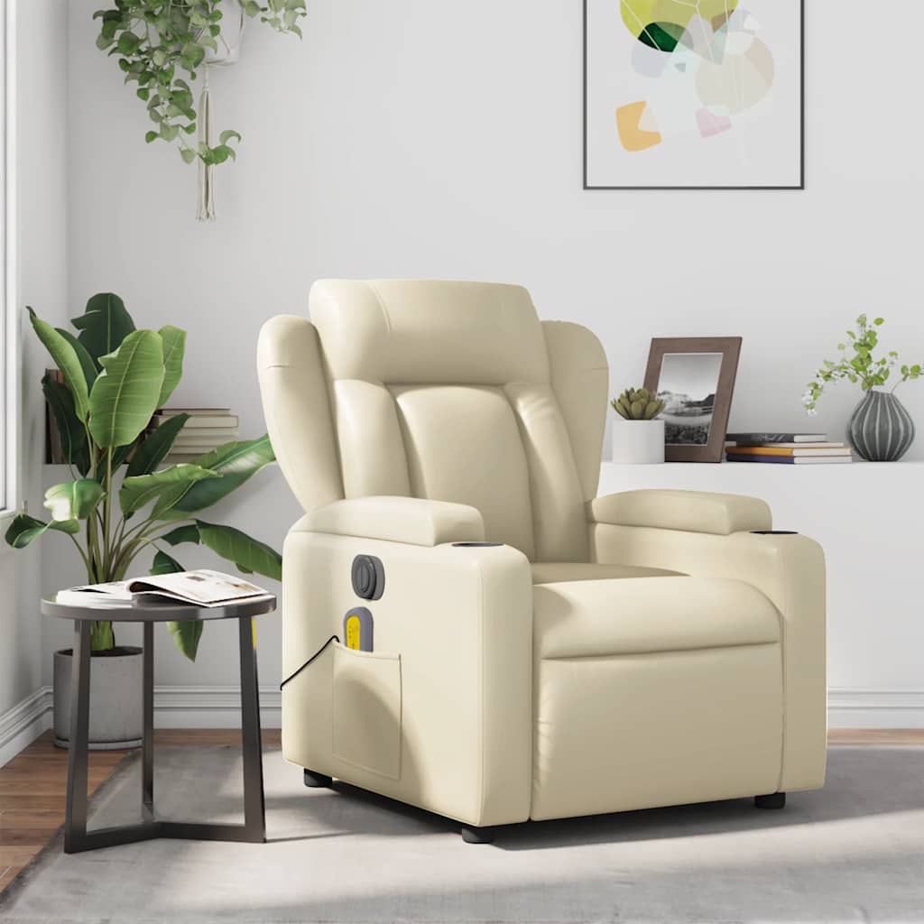 Reclinerfåtölj Gräddvit Konstläder