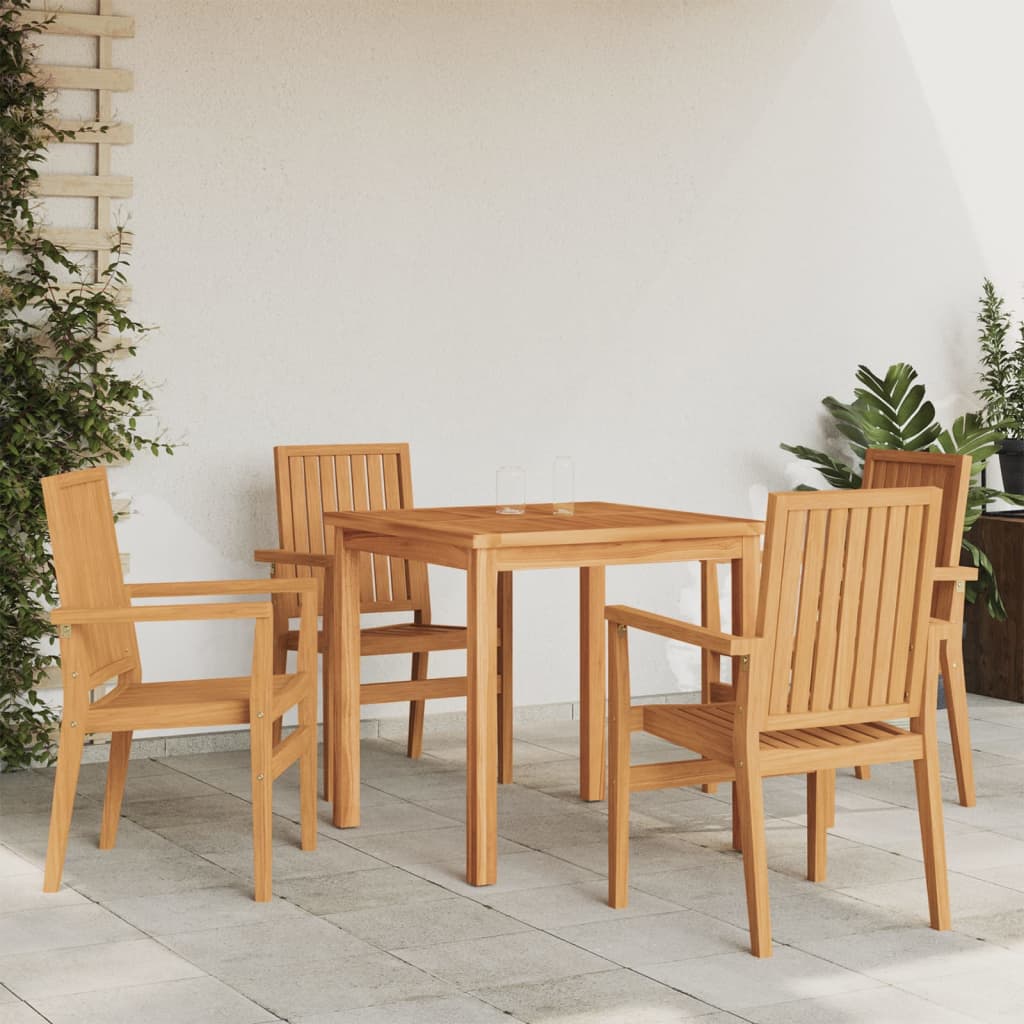 Stapelbara Trädgårdsstolar 2 St 56,5X57,5X91 Cm Massiv Teak