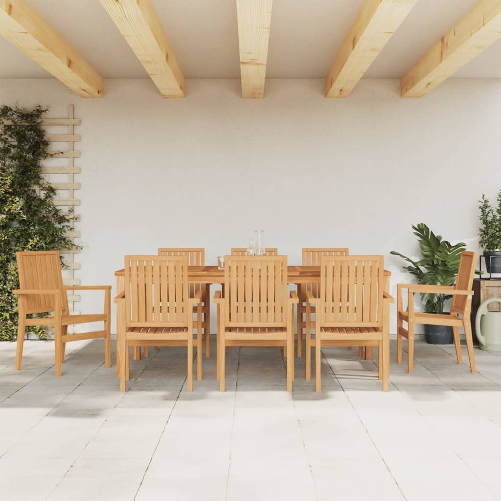 Stapelbara Trädgårdsstolar 2 St 56,5X57,5X91 Cm Massiv Teak