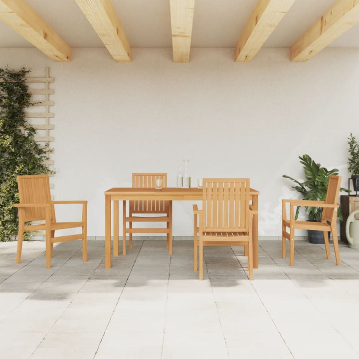 Matgrupp För Trädgården 5 Delar Massiv Teak