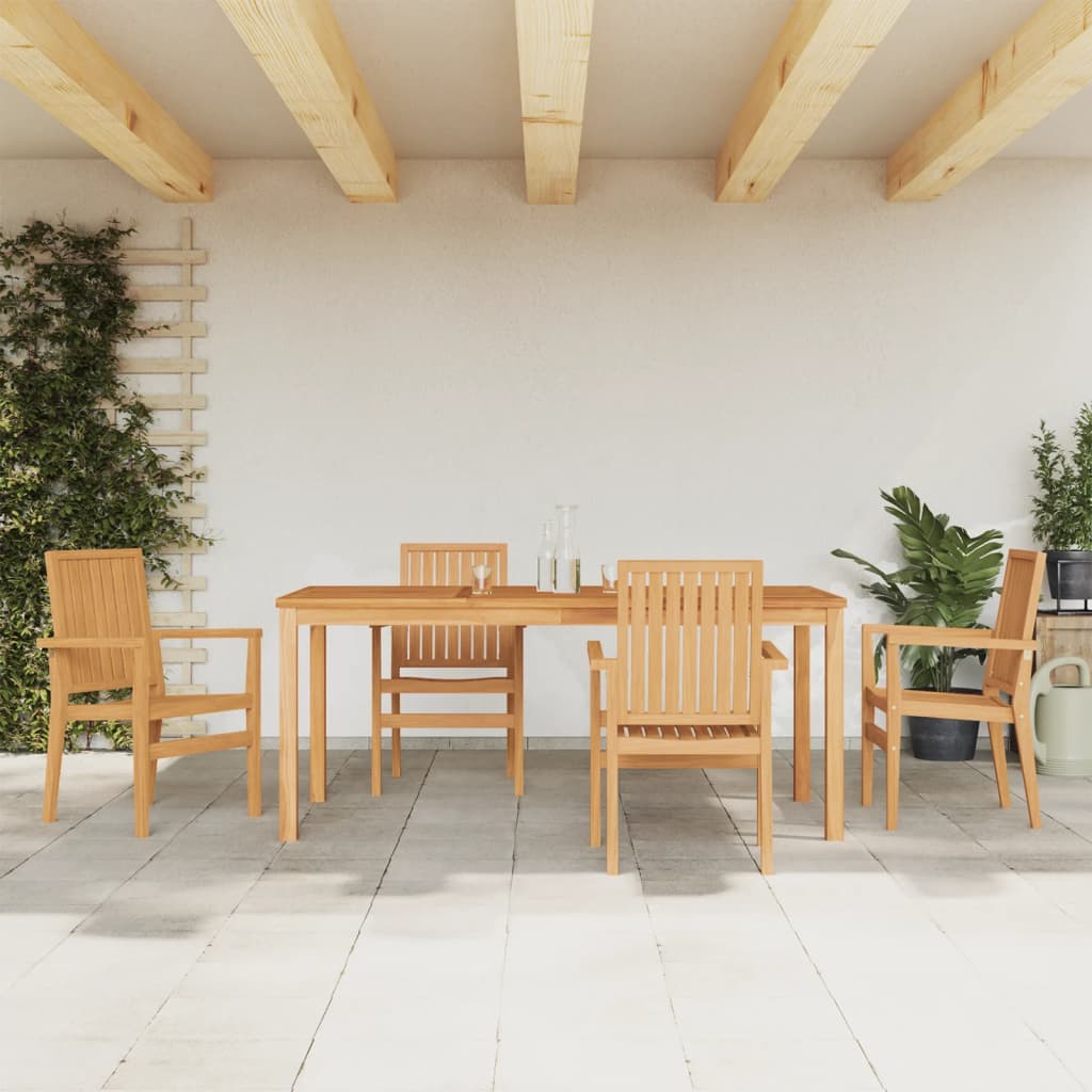 Matgrupp För Trädgården 5 Delar Massiv Teak