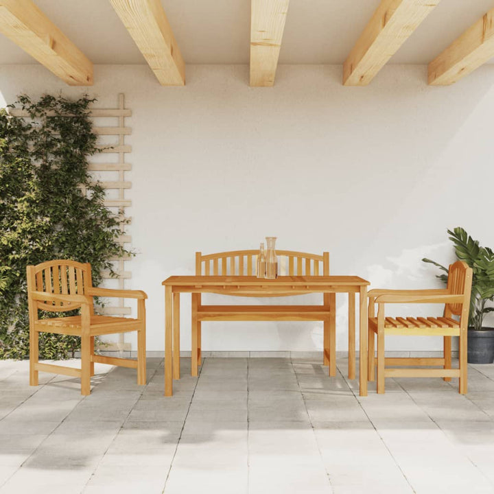 Matgrupp För Trädgården 3 Delar Massiv Teak
