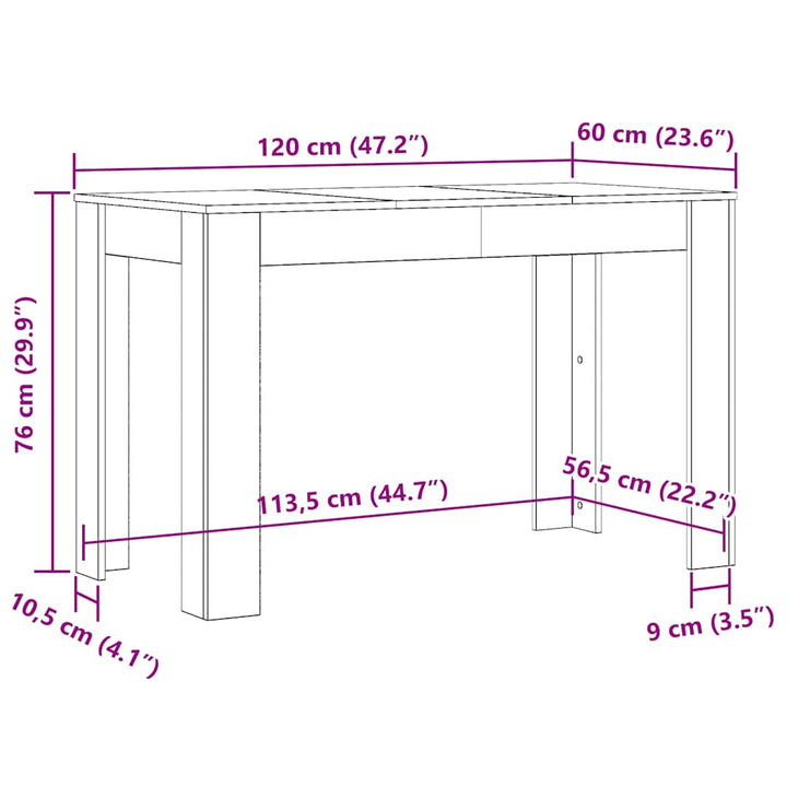 Matbord 120X60X76 Cm Konstruerat Trä