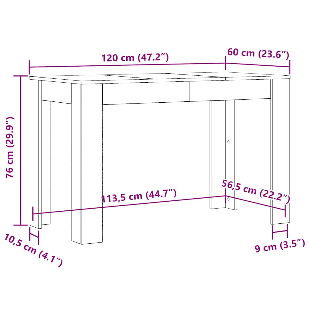 Matbord 120X60X76 Cm Konstruerat Trä