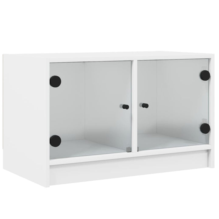 Tv-Bänk Med Glasdörrar 68X37X42 Cm