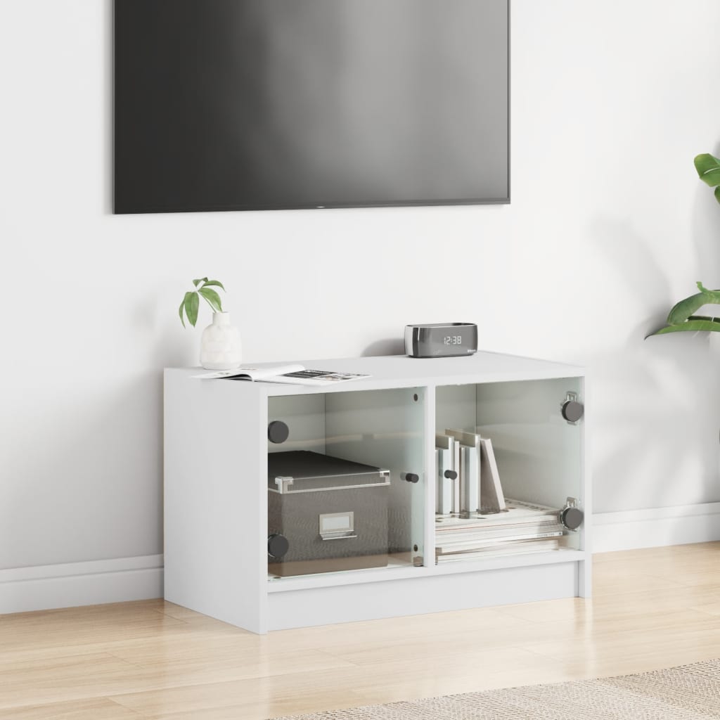 Tv-Bänk Med Glasdörrar 68X37X42 Cm
