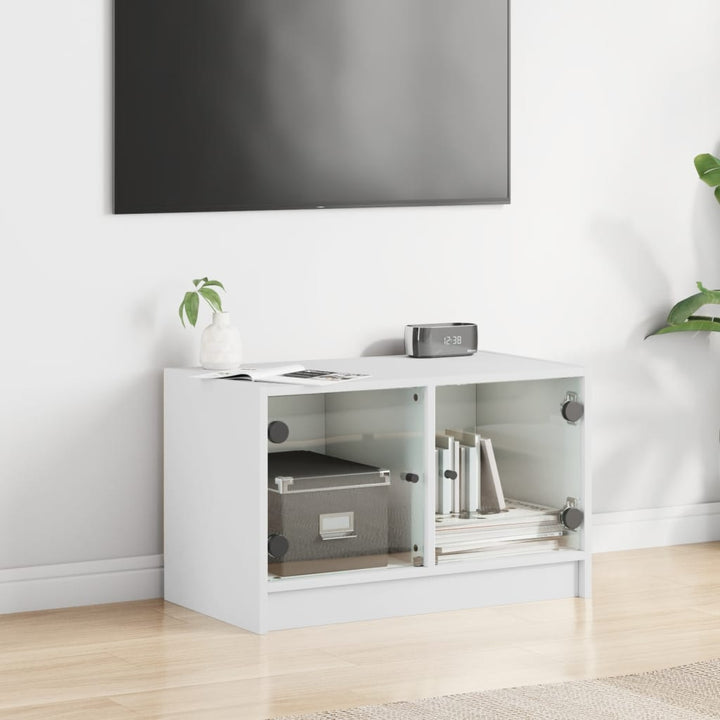 Tv-Bänk Med Glasdörrar 68X37X42 Cm