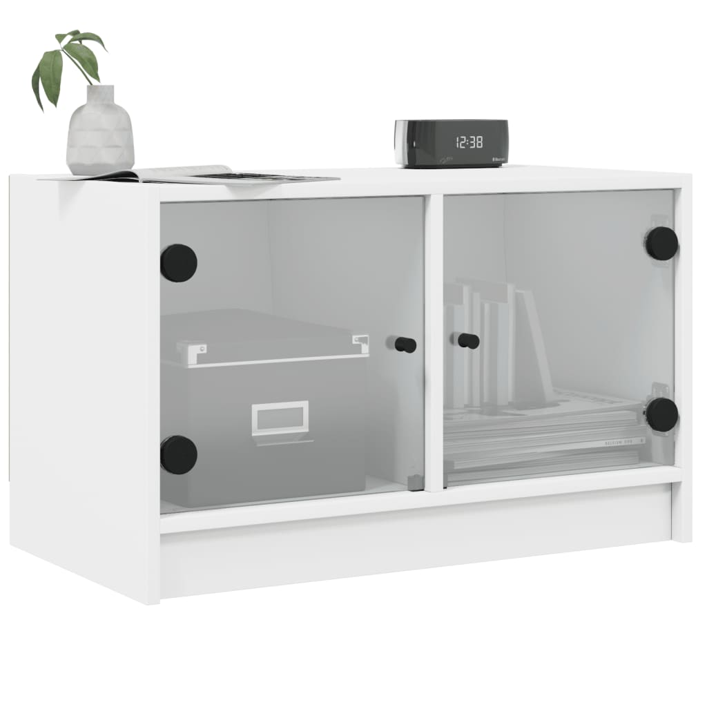 Tv-Bänk Med Glasdörrar 68X37X42 Cm