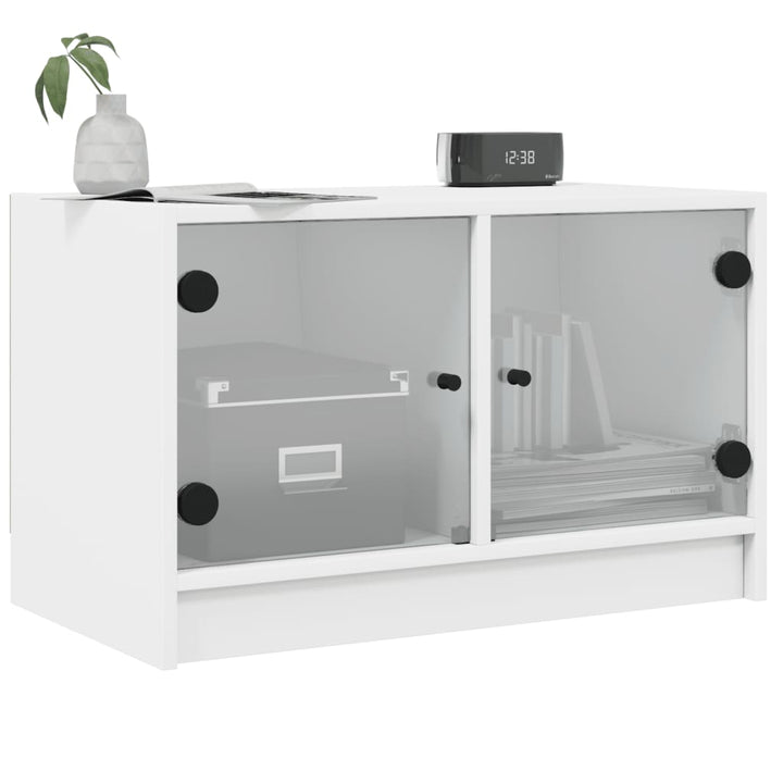 Tv-Bänk Med Glasdörrar 68X37X42 Cm