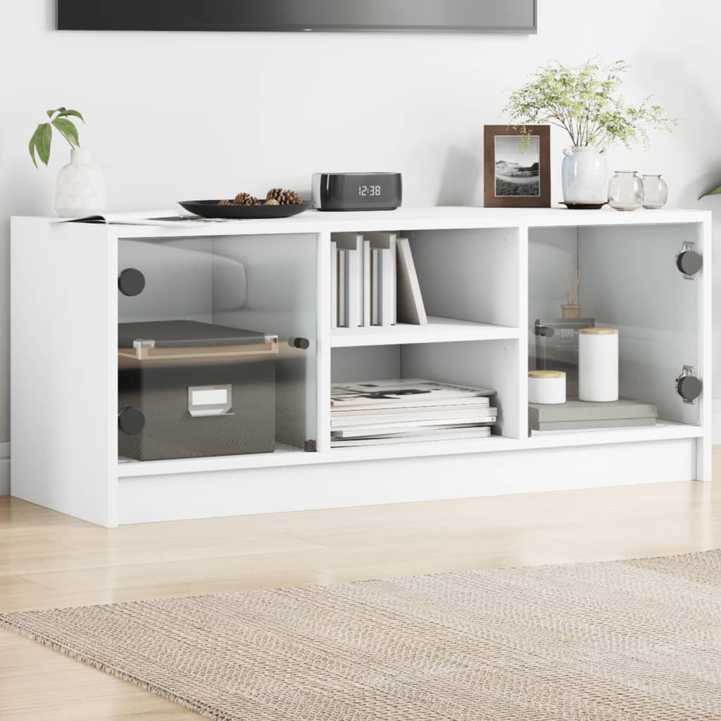 Tv-Bänk Med Glasdörrar 102X37X42 Cm