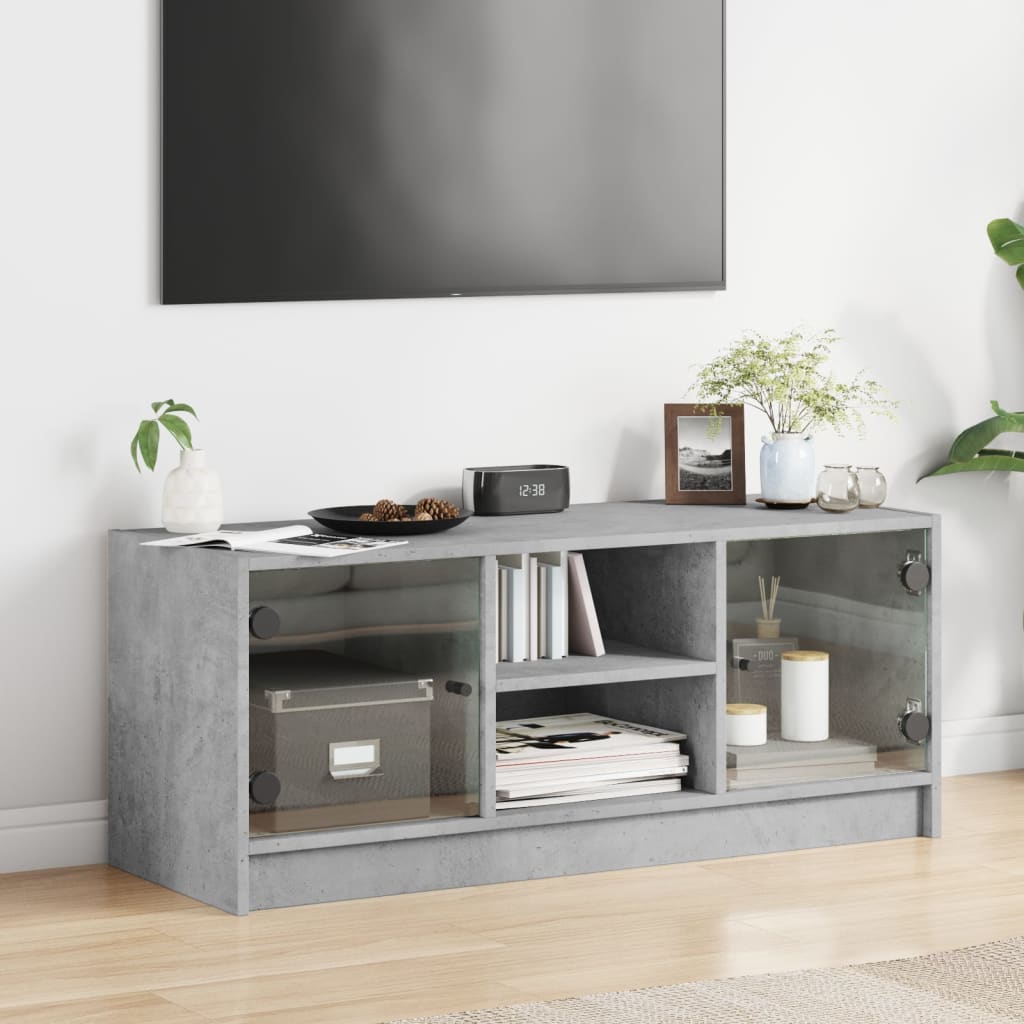 Tv-Bänk Med Glasdörrar 102X37X42 Cm