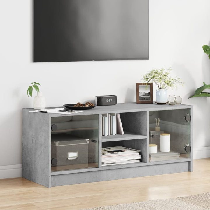 Tv-Bänk Med Glasdörrar 102X37X42 Cm