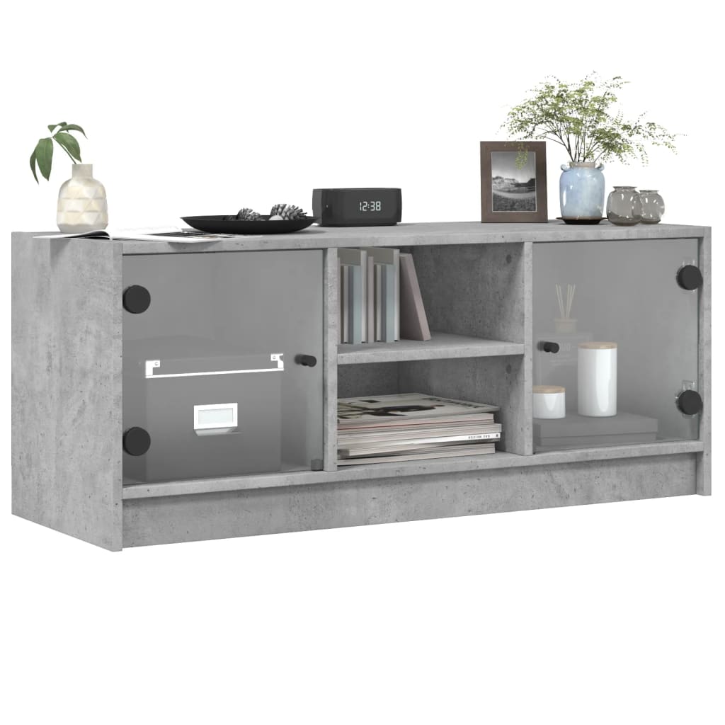 Tv-Bänk Med Glasdörrar 102X37X42 Cm