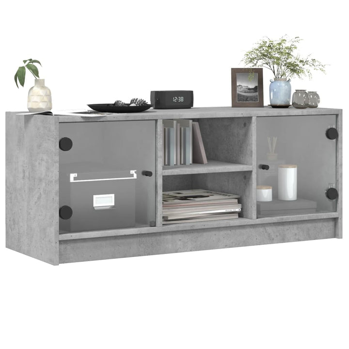 Tv-Bänk Med Glasdörrar 102X37X42 Cm
