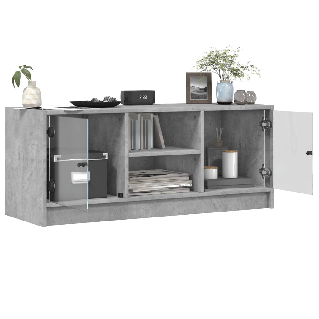 Tv-Bänk Med Glasdörrar 102X37X42 Cm